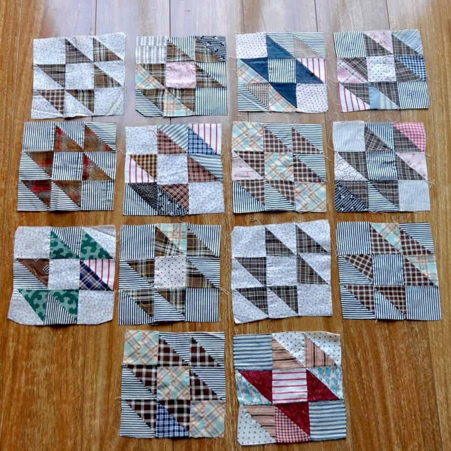 (33) x 1880-1910 Old Maids Puzzle or Double X Pattern Quilt Blocks – 7 ...