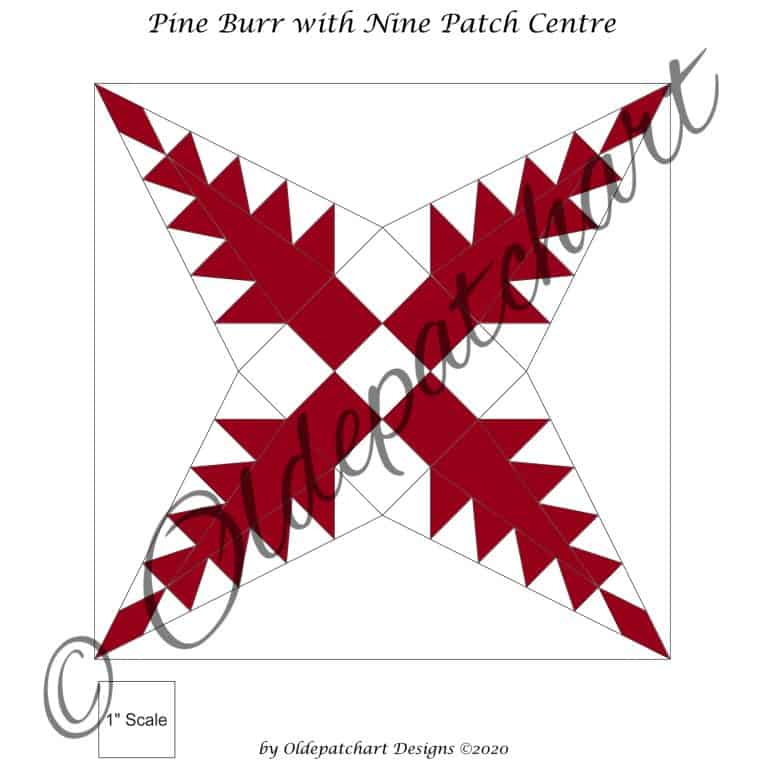 Pine Burr Quilt Block - Free PDF Pattern - Oldepatchart