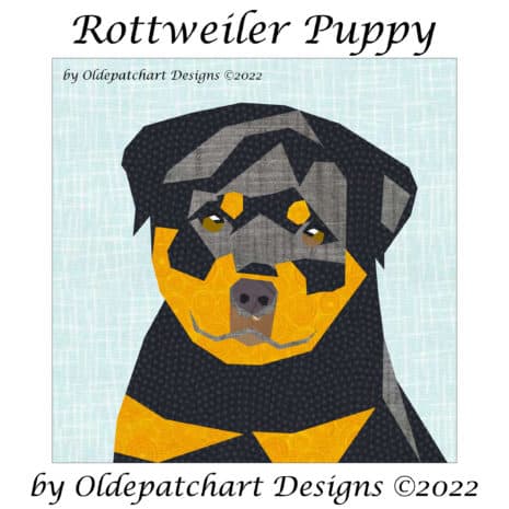 2 Rottweiler Puppy Foundation Paper Piecing Pattern EQ Fabric Drawing Square Rottweiler Puppy Foundation Paper Piecing Pattern